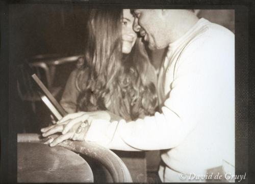 A couple in love, holding hands, Argyrotype print