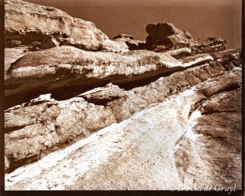 Van dyke print of a rock escaprment in Red Rocks park, Colorado