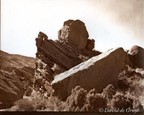 Van dyke print of a rock escaprment in Red Rocks park, Colorado