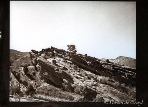 Van dyke print of a rock escaprment in Red Rocks park, Colorado